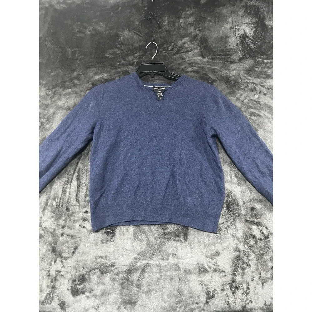 Banana Republic Men's XL/LG‎ Merino Wool Crew Neck Sweater Blue Knit Pullover